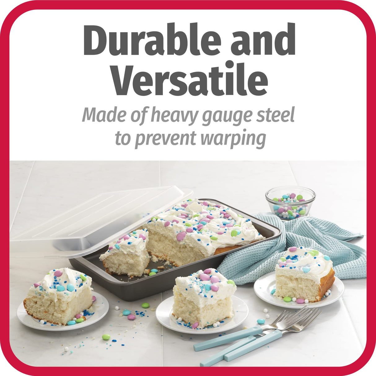 GoodCook Set of 2 Nonstick Steel 13" x 9" Cake Baking Pans with Covers, Gray GoodCook