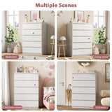 Jocoevol Modern White 5 Drawer Dresser for Bedroom, 15" D x 23.7" W x 40.4" H in Simply Chest of Drawers, Wood Storage Dresser with Deep Drawers for Living Room Hallway Entryway, White Jocoevol