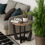 COZAYH Rustic Farmhouse End Table with Storage Shelf, French Country Accent Side Table for Family, Dinning or Living Room, Small Spaces, Modern, Round COZAYH