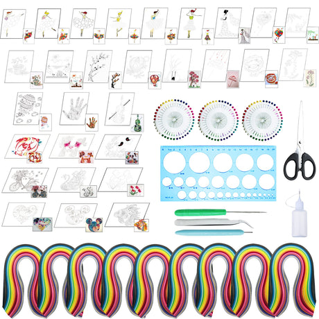 Woohome 48 PCS Paper Quilling Kit, Paper Quilling Making Drawing Design and Papers Quilling Tools for Quilling Art Paper DIY Drawing Handcraft Handmade, Home Decoration Woohome