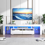 Vinctik 6&Fox LED TV White Stand for 55/60/65inch TV,Modern Entertainment Center with 2 Storage Drawers and LED Light, High Glossy TV Console,TV Table Media Furniture (63inch, White 1) Vinctik 6&Fox