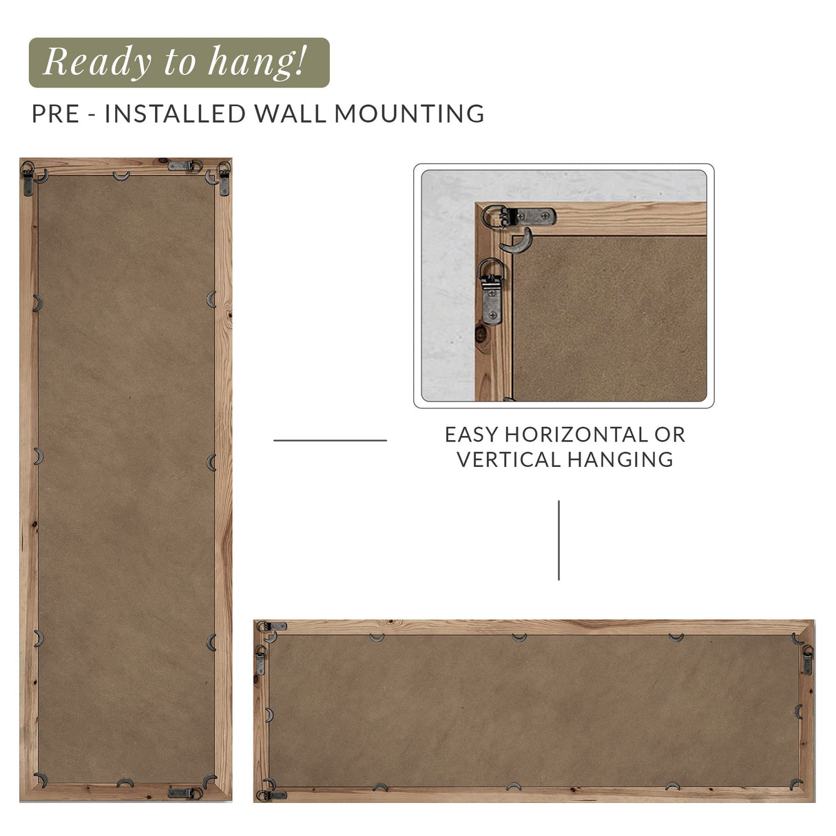 Barnyard Designs 16x48 Leaner Floor Mirror Full Length, Large Rustic Wall Mirror, Free Standing Leaning Hanging Wood and Metal Mirror Full Size, Farmhouse Long Mirror Bedroom Living Room, Brown Barnyard Designs