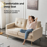 VINGLI 56" Modern Beige Loveseat,Small Corduroy Sofa Couch Deep Seat for Living Room,2-Seater Loveseat Sofa for Bedroom,Apartment,Office,Dorm,Small Space VINGLI