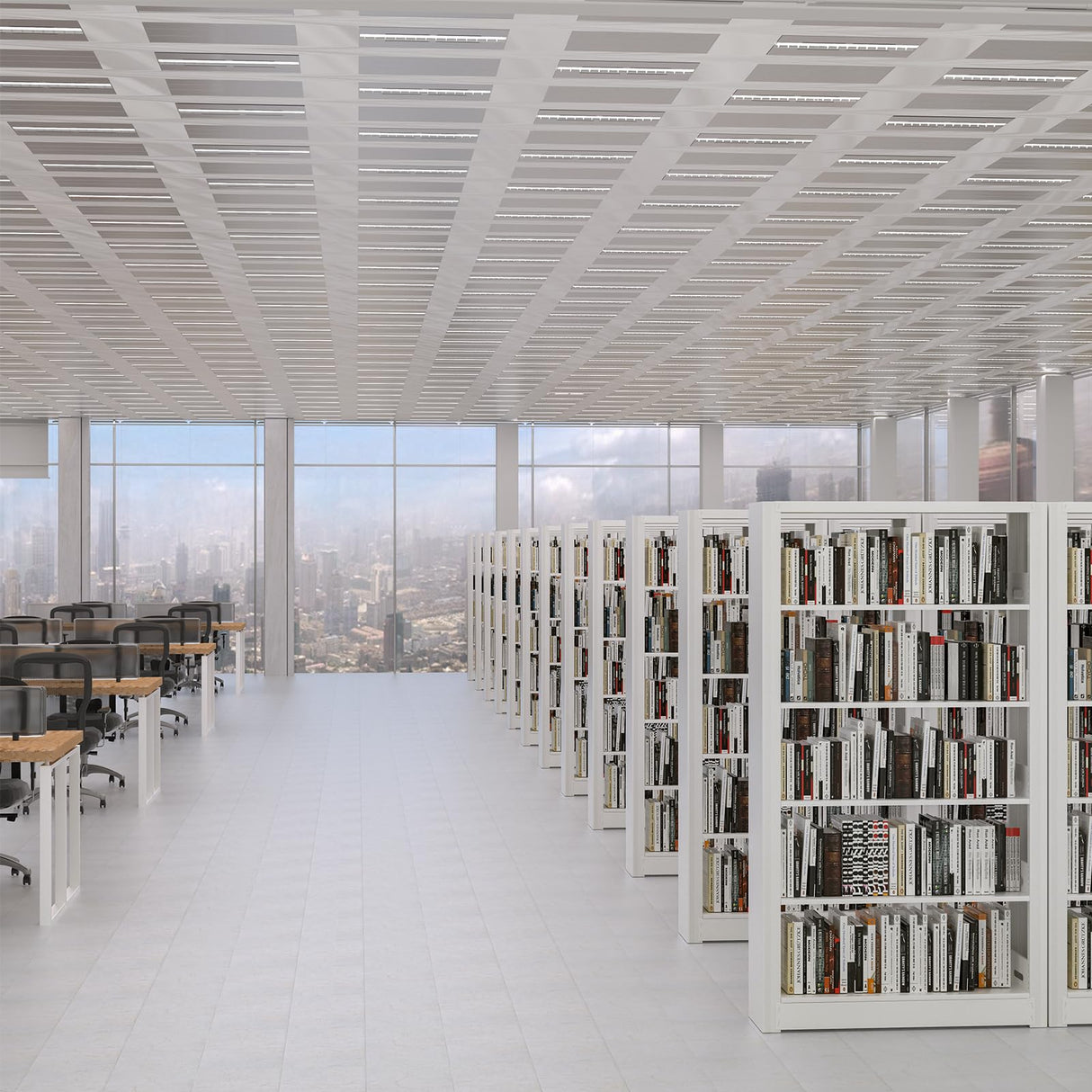 OSEILLC 5-Tier Bookshelf, White Bookshelf with Adjustable Storage Shelves, Metal Bookshelf, 69" Tall Bookcase for Living Room, Library, Office, Bedroom, Including Book Stopper OSEILLC