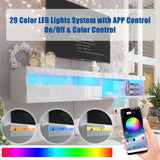 ANTISTA Floating TV Stand with Led Lights, 71 inch Wall Mounted TV Shelf with Power Outlet, Modern Entertainment Center Media Console with Storage Cabinet, Up to 80 Inch TVS, White ANTISTA