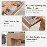 OKD 48" Modern Farmhouse Coffee Table, Wooden Living Room Table with Hidden Storage Drawer, Rustic Rectangular Center Tables w/Wood Thick Design for Living Room, Office, Light Knotty Wood OKD