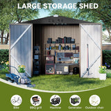 COMHOMA Shed Outdoor Storage Shed Metal,Lockable Doors Tool Sheds with Sloping Roof,Steel Garden Shed with Air Vent for Backyard,Patio,Lawn,Poolside (Brown, 8'*6') COMHOMA