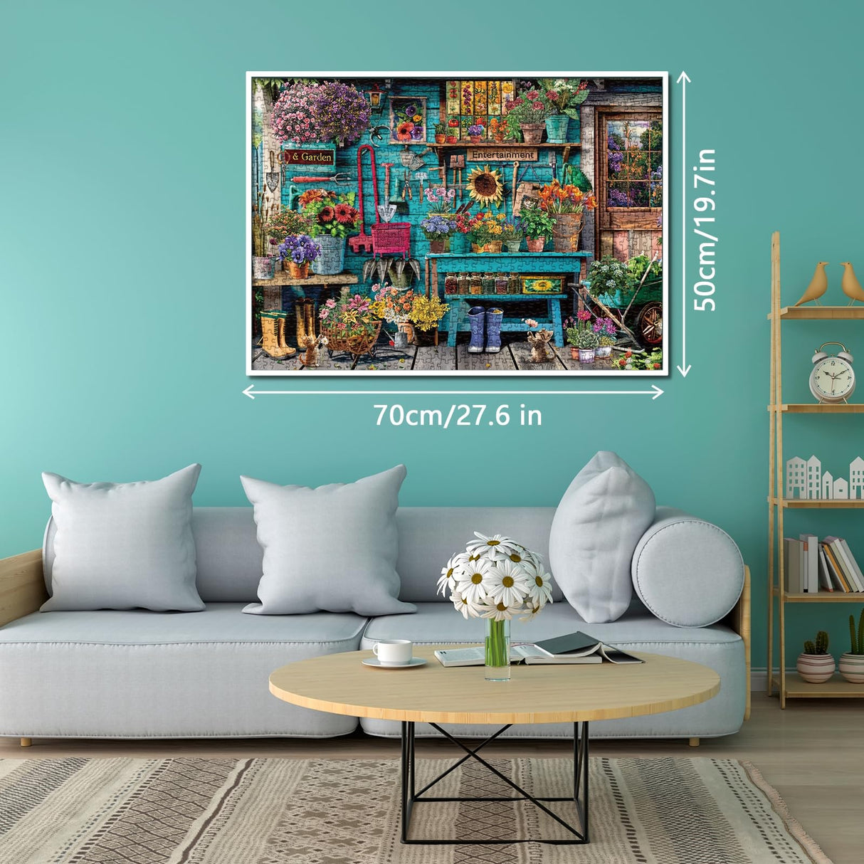 Flower Plant Gardening Puzzle 1000 Piece for Adults, Spring Nature Garden Jigsaw Puzzle, Cat Colorful Cabin Puzzles BBOLDIN