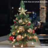 Pre-Lit Artificial Mini Christmas Tree,20 inch Miniature Pine Xmas Tree with 20 LED Lights,70 Branch Tips,Desktop Christmas Tree Burlap Base-(50cm) Topro