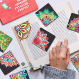 8 PCs Christmas Diamond Art Corner Bookmarks Leather Dimond Painting Book Mark Kit for Adults Paint by Dots Bookmarkers Craft DIY Gem Small Dotz Gifts for Women Mandala Flower Black Lotus CharySim