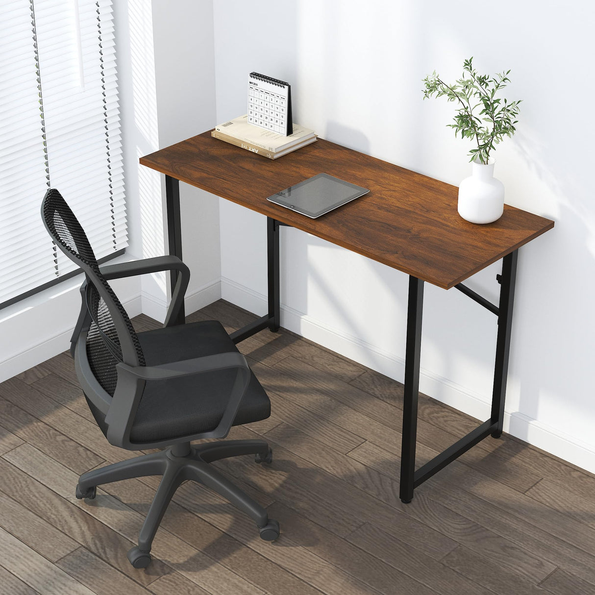 Lutown-Teen 47 inch Folding Desk No Assembly Required, Writing Gaming Computer Camping Table, Home Office Desk, Mahogany Lutown-Teen