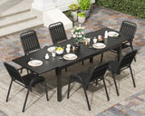PIZZELLO 7 Pieces Outdoor Dining Set, 106" Aluminum Extendable Patio Dining Table w/ 6Pcs Stackable Patio Chairs, All Weather Outdoor Table and Chairs Sets for Backyard, Garden, Deck and Poolside PIZZELLO