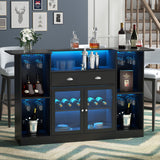 Loomie Crescent-Shaped LED Bar Cabinet with Drawer & Adjustable Wine Rack Loomie