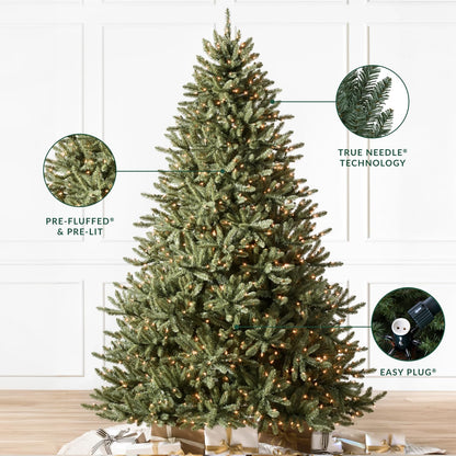 Balsam Hill | 6.5ft Prelit String Lights Clear LED Classic Blue Spruce Artificial Christmas Tree | PVC Needle Foliage | Easy Storage with Storage Bag | Suitable for Indoor Holiday Display