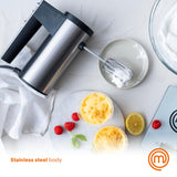 MasterChef Hand Mixer Electric, Handheld Egg Beater with Whisk Attachments and Dough Hooks, Stainless Steel Cake Accessories for Baking, Whipping Machine with Dishwasher Safe Parts, 6 Speed Settings MasterChef
