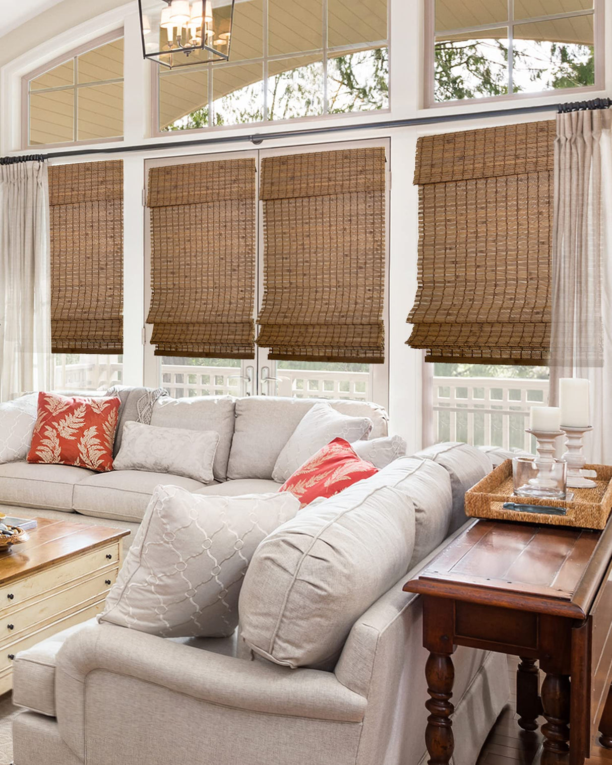 Chicology Eco-Friendly Bamboo Roman Shades – Premium Light Filtering Blinds in Pinecone, 39" W X 64" H CHICOLOGY