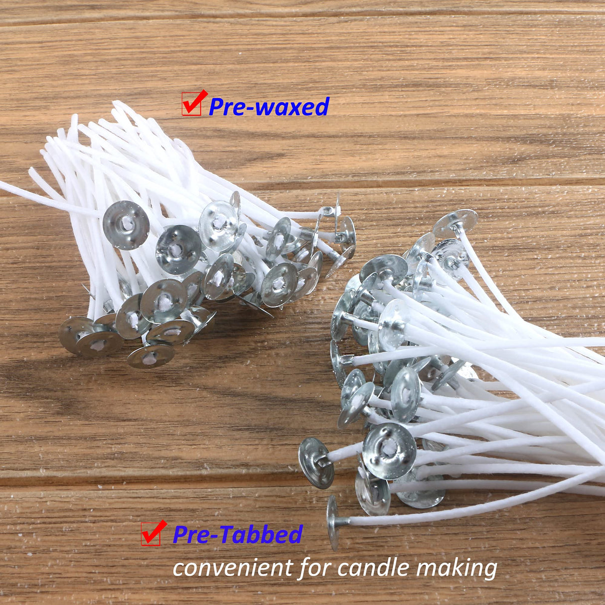 MILIVIXAY 3.5" Candle Wick Bundle: 100PCS Candle Wicks, 100PCS Candle Wick Stickers and 6PCS Wooden Candle Wick Holders - Wicks Coated with Paraffin Wax, Cotton Wicks Kits for Candle Making. MILIVIXAY