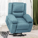 COMHOMA Electric Power Lift Chairs Recliners for Elderly,Recliner Chair with Massage and Heat,2 Side Pockets, Fabric(Blue) COMHOMA