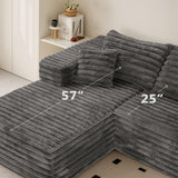Grey Cloud Sectional Couch with L-Shape Chaise,Modern Modular Sofa with Deep Seat, Upholstered Couches with Left Facing Chaise for Living Room Bedroom, No Assembly Required, Plush Corduroy SIMTONAL