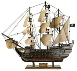 SAILINGSTORY Wooden Pirate Ship Model Black Pearl Sailing Ship Sailboat Decor 20.5" Beige Sails HOME DECOR SAILINGSTORY