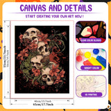 Skull Paint by Numbers Kit for Adults, Skull Paint by Numbers Kit for Adults Beginner, Skeleton Paint by Number Kits for Gift Home Decor 16''W x 20''L hkejoi