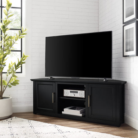 Crosley Furniture Camden Corner TV Stand for 65+ inch TVs, Entertainment Center with Storage Shelves, Black Crosley Furniture