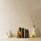 TILISMA Book Ends for Shelves - Handmade Wooden Bookends with Metal Base, Walnut Tree - Sturdy Book Holders for Heavy Books - Fancy Modern Decorative Book Accessories to Hold Books Firmly on Bookshelf TILISMA