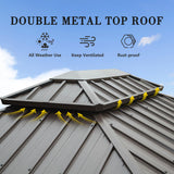 Domi Grill Gazebo 8' X 6', Outdoor Aluminum Hardtop BBQ Gazebo Canopy Double Roof with Shelves Serving Tables and Hooks for Patio Lawn Backyard Deck domi outdoor living