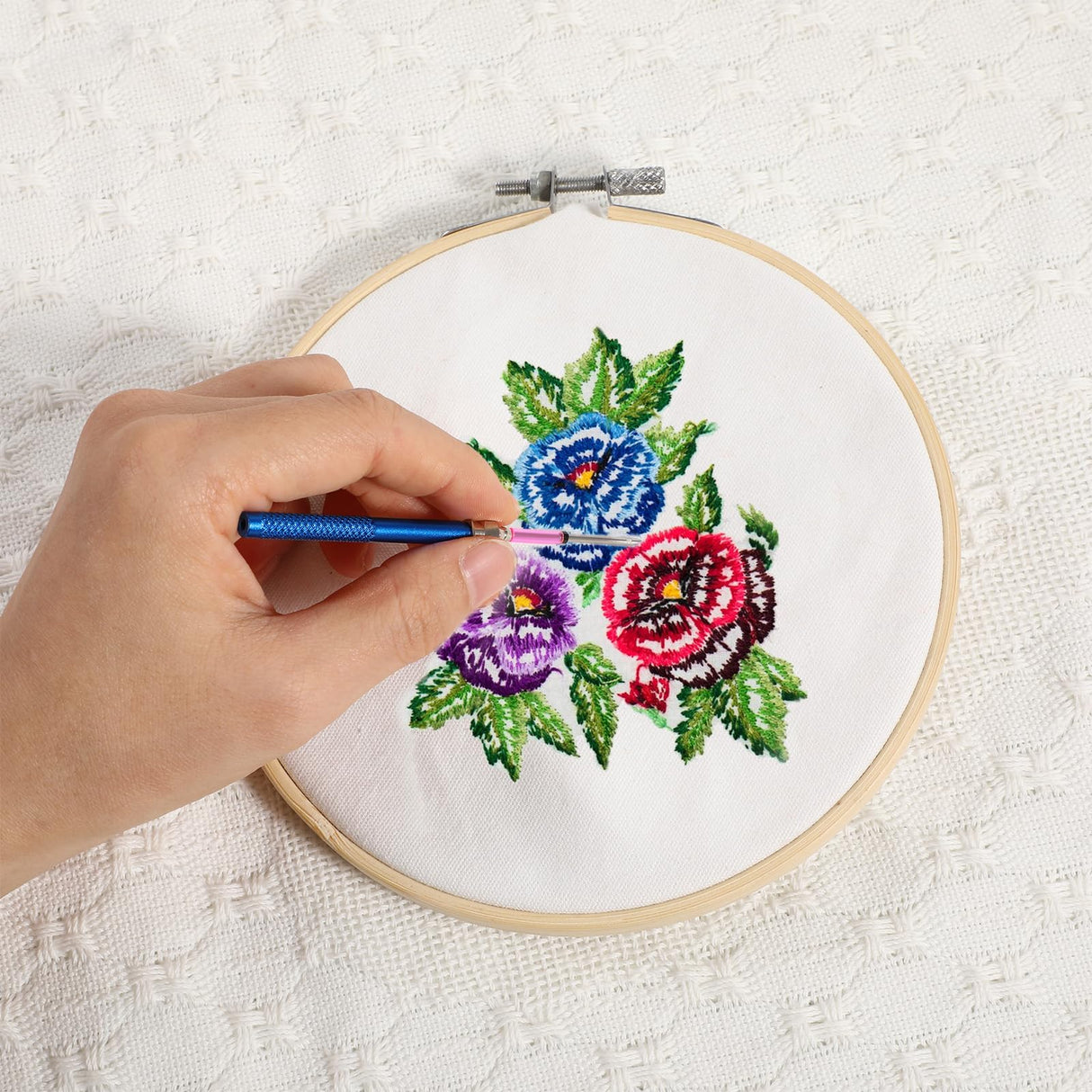 13 PCS Punch Needle Kit Embroidery Punch Needle Tool Punch Needles with Handles Punch Embroidery Kit with 10 Sizes Embroidery Tool Punch for Adults Beginner Cross Stitch DIY Craft Styquenzer