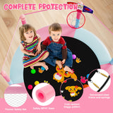 60" Trampoline for Kids, 5 FT Toddler Baby Trampoline with Safety Enclosure Net, Indoor or Outdoor Pink/Blue Small Trampolines with Basketball Hoop, Birthday Gifts for Kids, Gifts for Girl Age 3-8 VGMiu