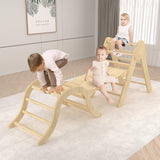 UROSULO Indoor Toddler Climbing Toys, Multifunction Pikler Triangle and Arch with Ramp, Climbing Triangle Arch Playground Set, Montessori Triangle Climbing Toys for Toddlers, Montessori Climbing Toys UROSULO