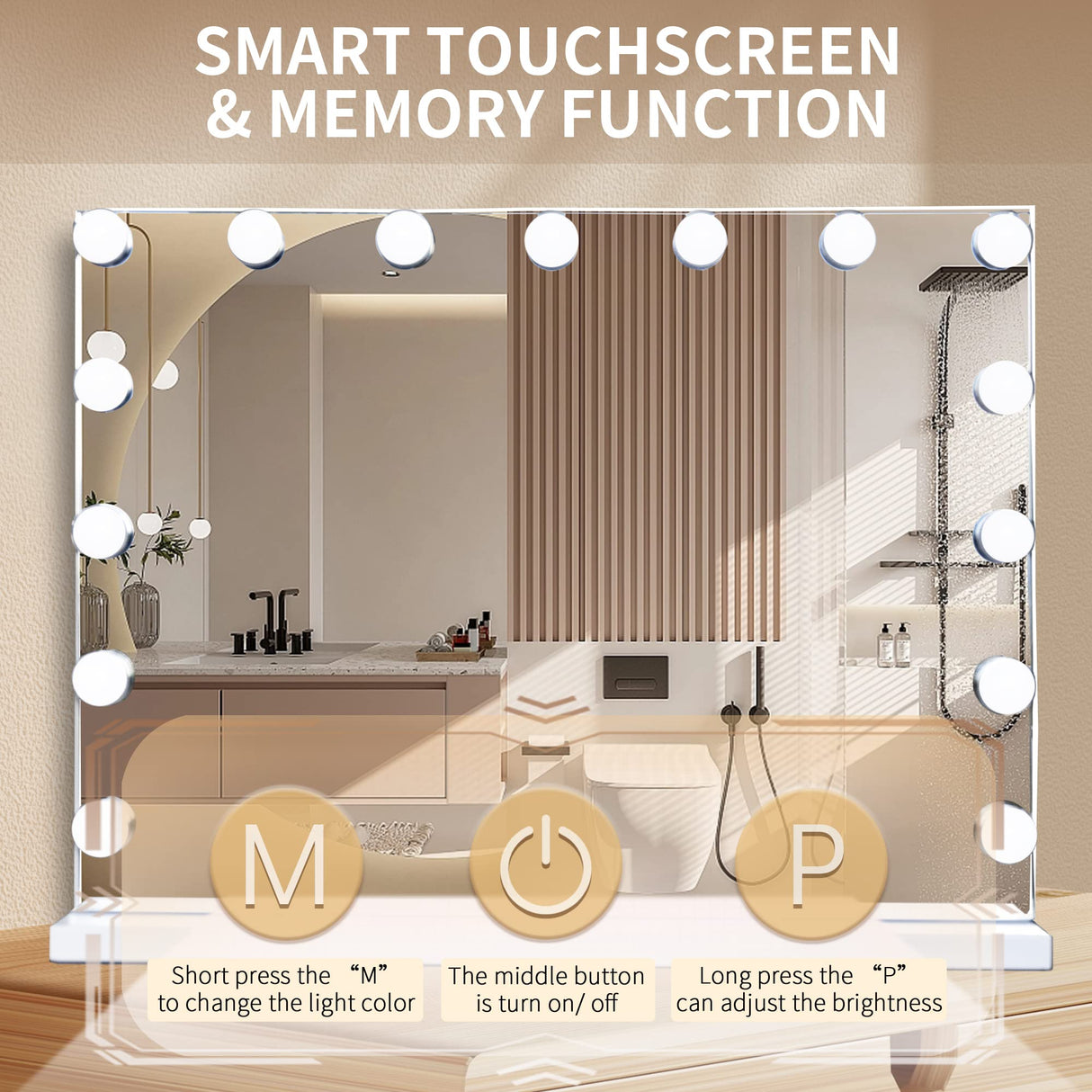SLIMOON Hollywood Vanity Mirror With Lights – Touch Control, 3 Color Modes, 10X Magnifying, Portable