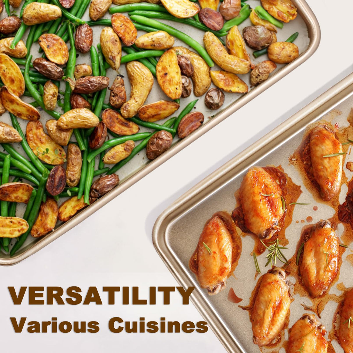 Baking Sheet Pan Set of 2, Wildone Commercial Cookie Sheets for Baking, Nonstick Carbon Steel Jelly Roll Pan Oven Tray 15x10 Inch, Heavy Duty & Easy Clean Wildone