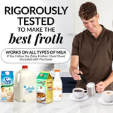 Zulay Kitchen Powerful Milk Frother Wand - Mini Milk Frother Handheld Stainless Steel - Battery Operated Drink Mixer for Coffee, Lattes, Cappuccino, Matcha - Froth Mate Milk Frother Gift - Black Zulay Kitchen