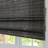 LANTIME Wood Cordless Window Shades, Lined Blackout Bamboo Roman Shades Blinds, JP Black LANTIME