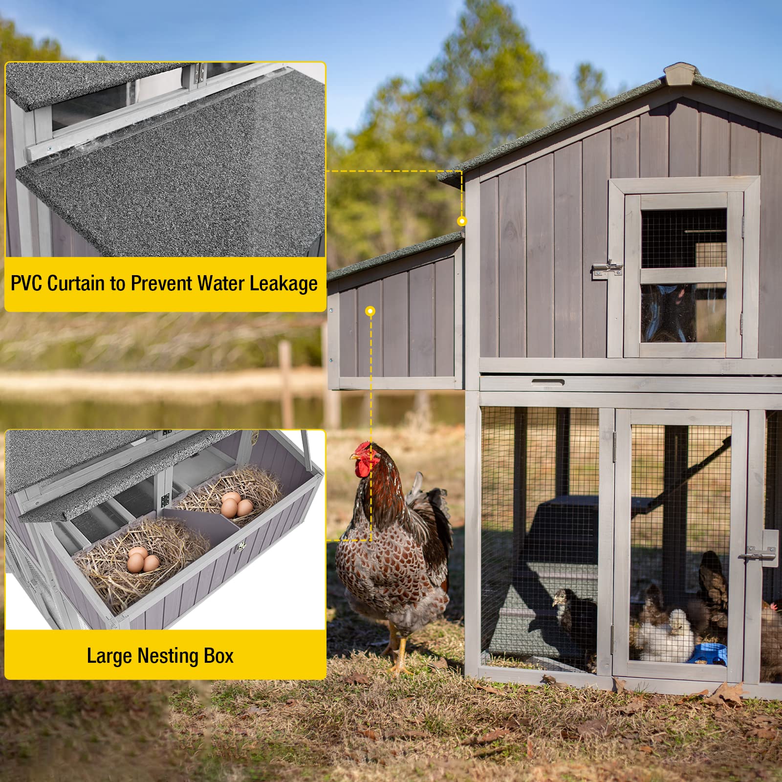 Aivituvin Chicken Coop Folding Poultry Cage Quick Assembly Hen House with Nesting Box,26ft² for 4-6 Chickens - WoodArtSupply