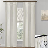 SHINELAND 108 Inch Curtains Long,Pinch Pleated Curtains Blackout Linen Black Out Extra Long Curtains for Living Room Drapes 108 Inches Long 2 Panels,Cream SHINELAND