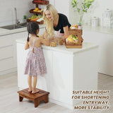 TINAMO 6.5" Acacia Wood One Step Stool for Adults (No Assemble Required)- 500 Lbs Wooden Step Stools Heavy Duty for High Bed Riser, Bathroom, Bedroom - Small Stepping Stool for Elderly, Seniors, Kids Tinamo