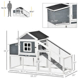 PawHut 69" Wooden Chicken Coop, Poultry Cage Hen House with Connecting Ramp, Removable Tray, Ventilated Window and Nesting Box, White PawHut