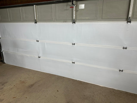 BlueTex Insulationㅤ Insulation White Reflective Foam Core Tearproof 2 Car Garage Door Insulation Kit 18FT (Wide) x 7FT (HIGH) to Cool Your Garage. Complete DIY Installation Kit BlueTex Insulation