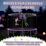 ACWARM HOME 14 FT Trampoline for Kids and Adults, Trampolines with Basketball Hoop and LED Lights,Trampoline Outdoor with Net, ASTM Approved, Purple ACWARM HOME