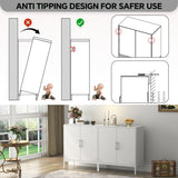 Metal Storage Cabinet with Adjustable Shelves, Steel Buffet Sideboard for Entryway, Living Room, Dining Room, Kitchen, Office, Bar (White) Steehoom