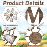 Qunclay 4 Pcs Windmill Wall Decor Wooden Home Letters Decoration Rustic Farmhouse Home Hanging Wood Sign Farmhouse Wall Decor for Living Room Kitchen Bedroom Porch(Brown) Qunclay