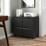 BYNSOE 2 Drawers File Cabinet with Lock Metal Vertical File Cabient with Wheels Mobile File Cabinet for Office Home Legal/Letter/a4 Size (Black, 2 Drawers) BYNSOE