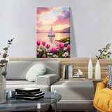 ATDMS Paint by Numbers Kit for Adults Flowers Paint by Number with Frame Sailboat Paint by Number with Easel Sunset Adults Paint by Number Kits Framed Canvas for Gift Home Wall Decor 8x12 Inch ATDMS