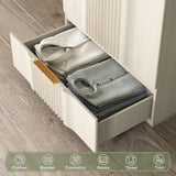 Brafab Armoire Wardrobe Closet, Modern 64.2" Freestanding Closet Wardrobe Cabinet with Drawer and Hanging Rail, Fluted Carved Wooden Storage Cabinet with Shelve for Bedroom, White Brafab