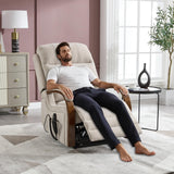 RHHVVR Dual Motor Power Lift Recliner Chair, 350 lbs Electric Recliners with Massage and Heat, Solid Wood Armrest Back Footrest Adjustable Living Room Chair for Elderly, Beige RHHVVR