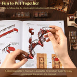 MiniCity Book Nook Kit, DIY Miniature Dollhouse Booknook Kit, 3D Wooden Puzzle Bookend Bookshelf Insert Decor with LED Light for Teens and Adults (Abbey Library) MiniCity