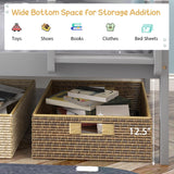 Giantex Twin Over Twin Solid Wood Bunk Bed with Safety Guard Rails and Ladder in Grey Giantex