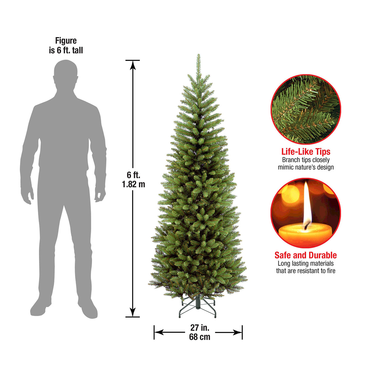 National Tree Company Artificial Slim Christmas Tree, Green, Kingswood Fir, Includes Stand, 6 Feet National Tree Company